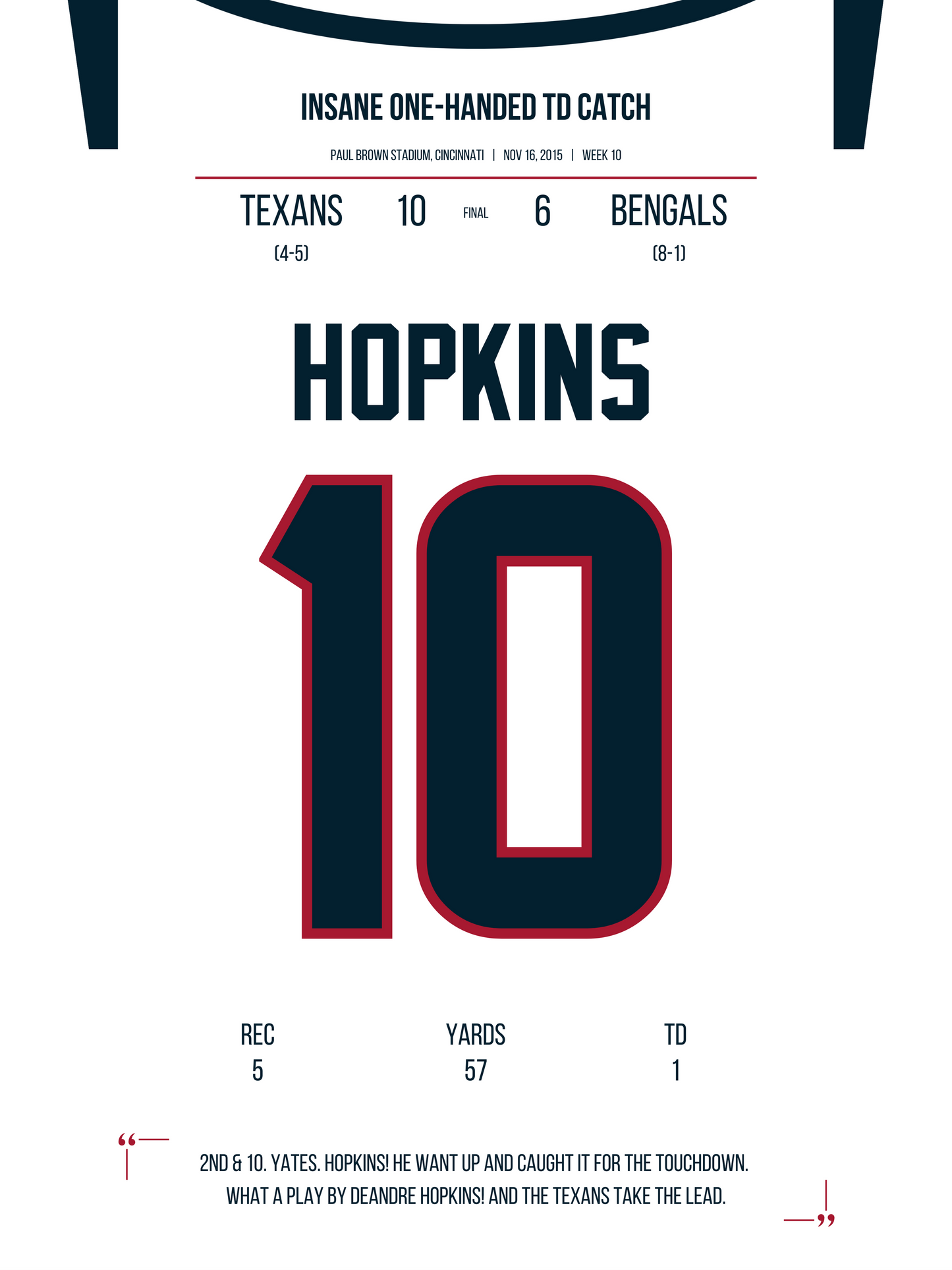 Hopkins - Insane One-Handed Touchdown