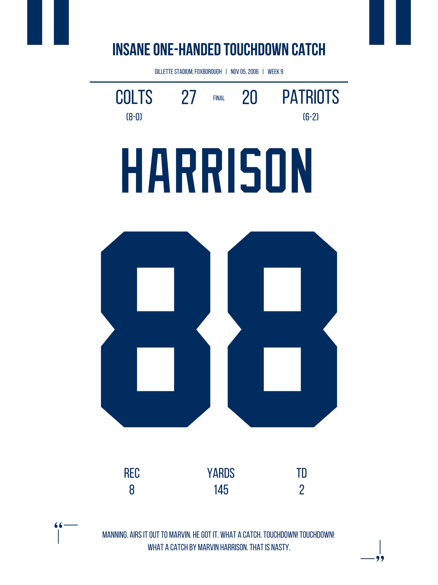 Harrison - Insane One-Handed Touchdown Catch