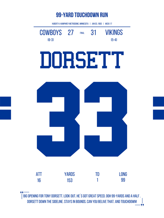 Dorsett - 99-Yard Touchdown