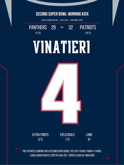Vinatieri - Second Super Bowl Winning Kick