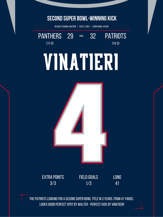 Vinatieri - Second Super Bowl Winning Kick