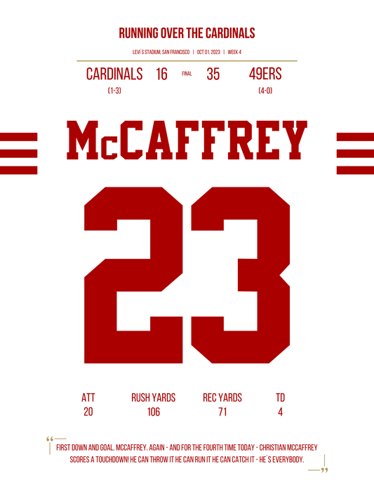 McCaffrey - Running over the Cardinals