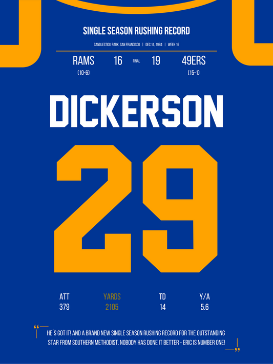 Dickerson - Single Season Rushing Record
