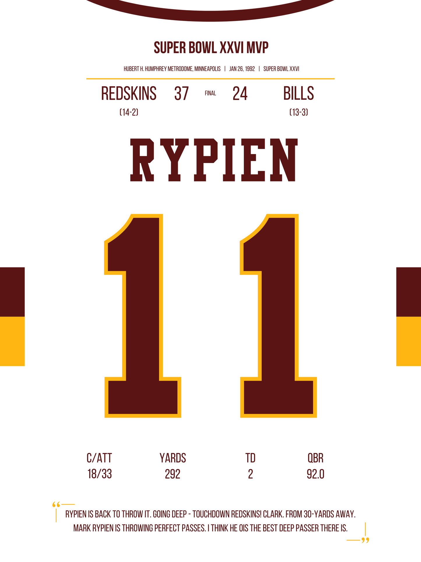 Rypien - Super Bowl XXVI MVP