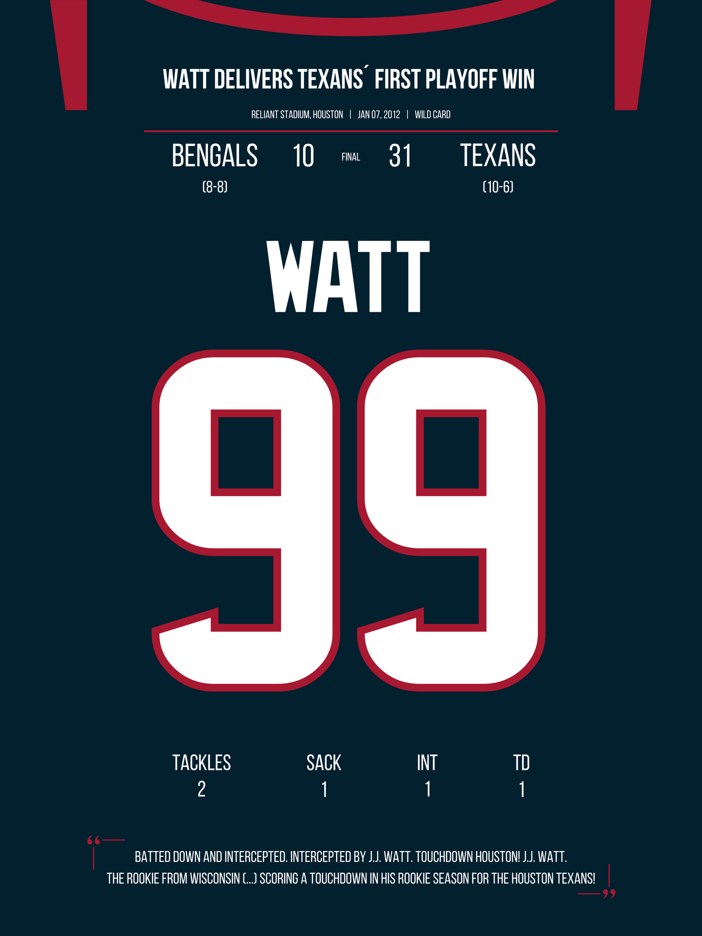 Watt - Texans´ First Playoff Win