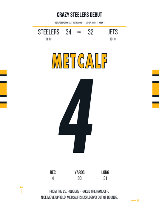 Metcalf - Crazy Steelers Debut