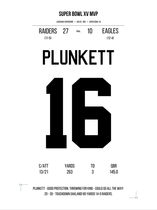 Plunkett - Super Bowl XV MVP