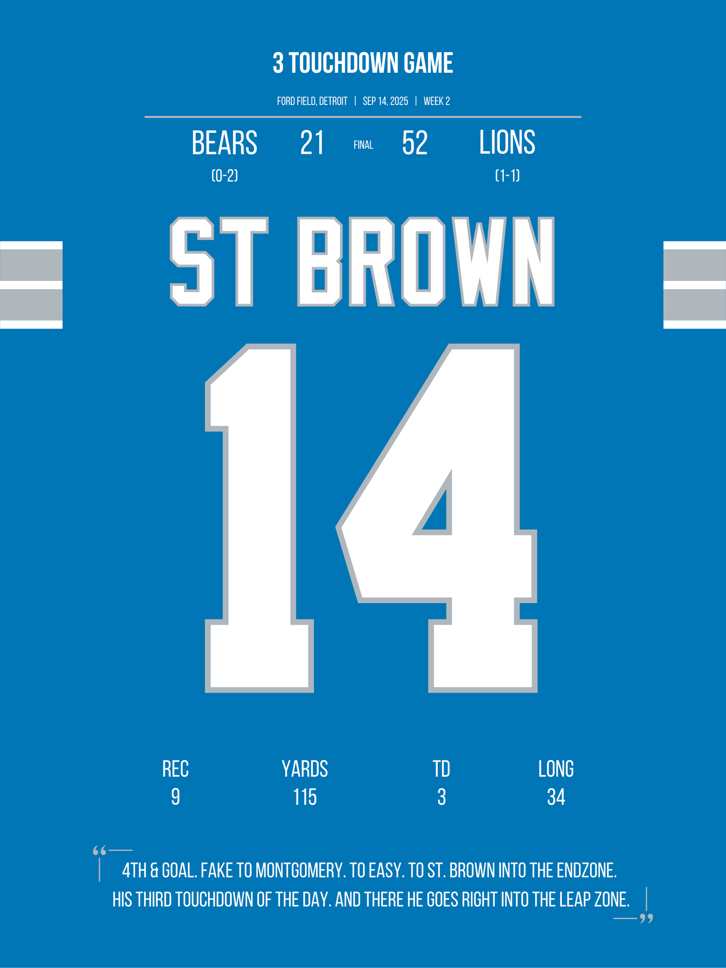 St Brown - 3 TD Game vs Bears