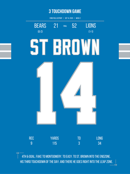 St Brown - 3 TD Game vs Bears
