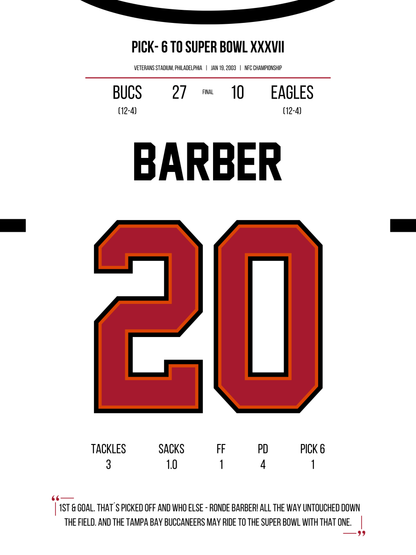 Barber - Pick6 to Super Bowl XXXVII
