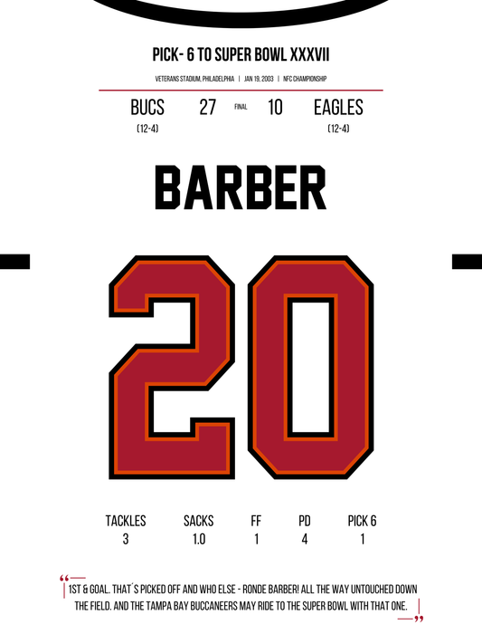 Barber - Pick6 to Super Bowl XXXVII