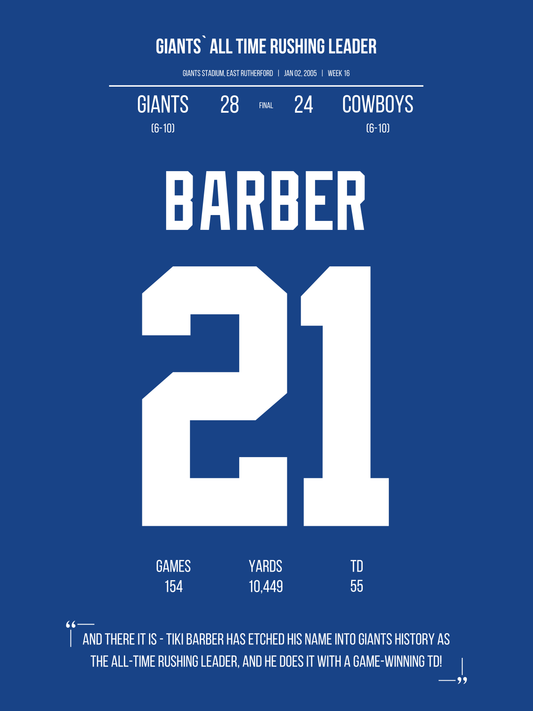 Barber - Giants´ All-Time Rushing Leader