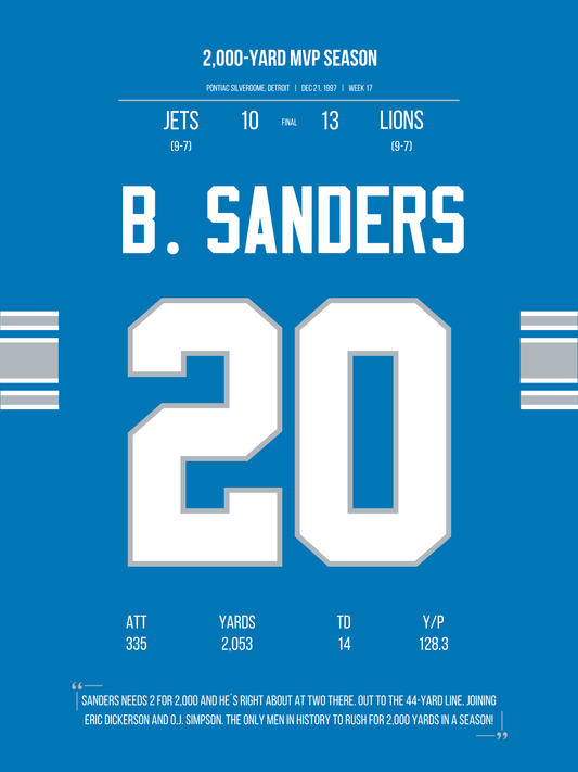 Sanders - 2,000 Yard MVP Season