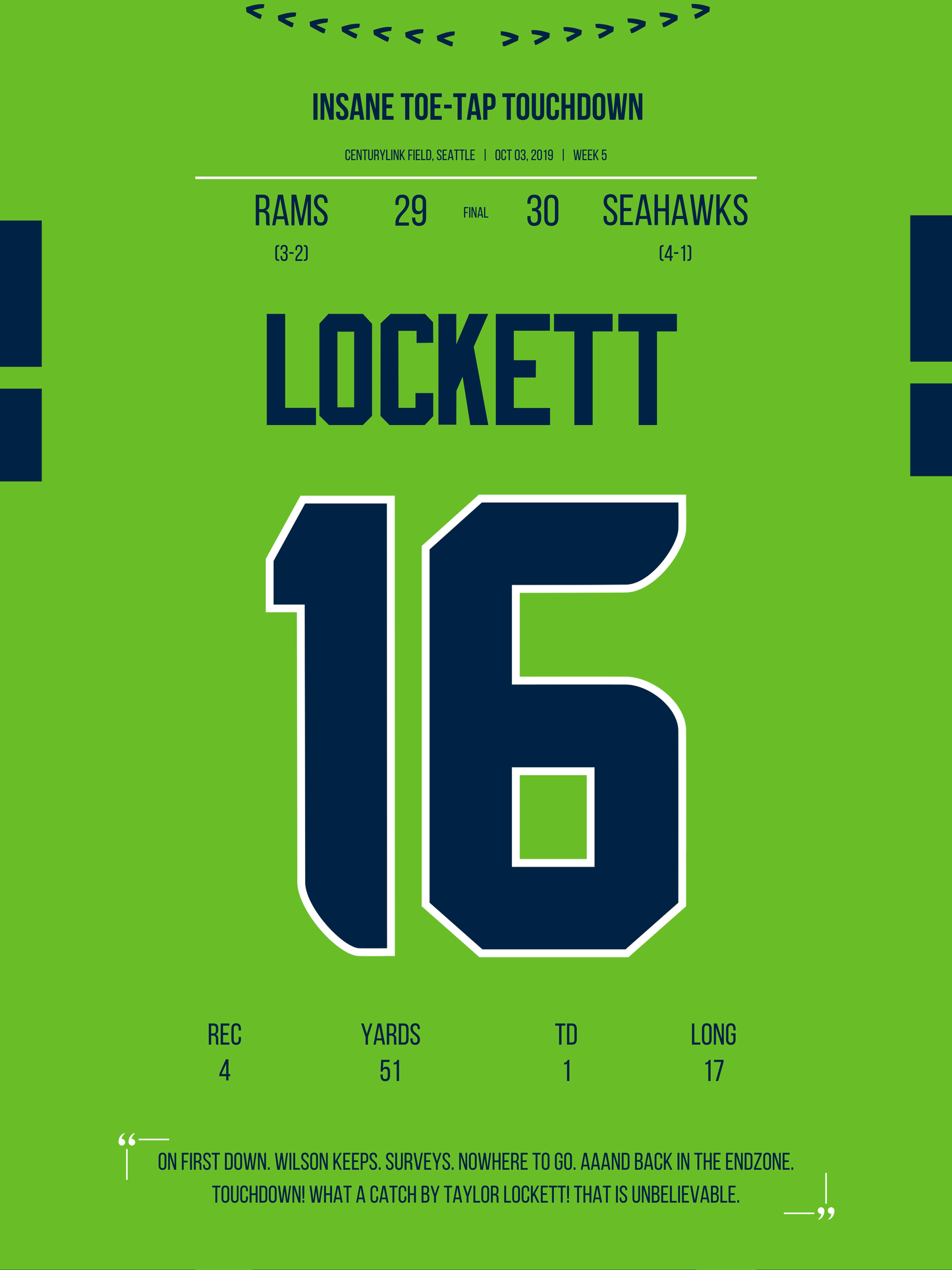 Lockett - Toe-Tip Touchdown