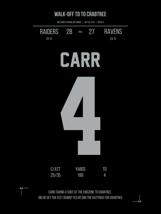 Carr - Walk-Off TD to Crabtree